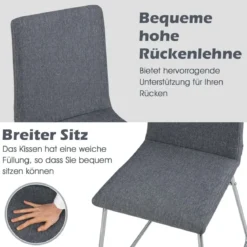2er Set Esszimmerstühle mit Klappbarer Rückenlehne & Metallrahmen Gepolsterter Küchenstuhl
