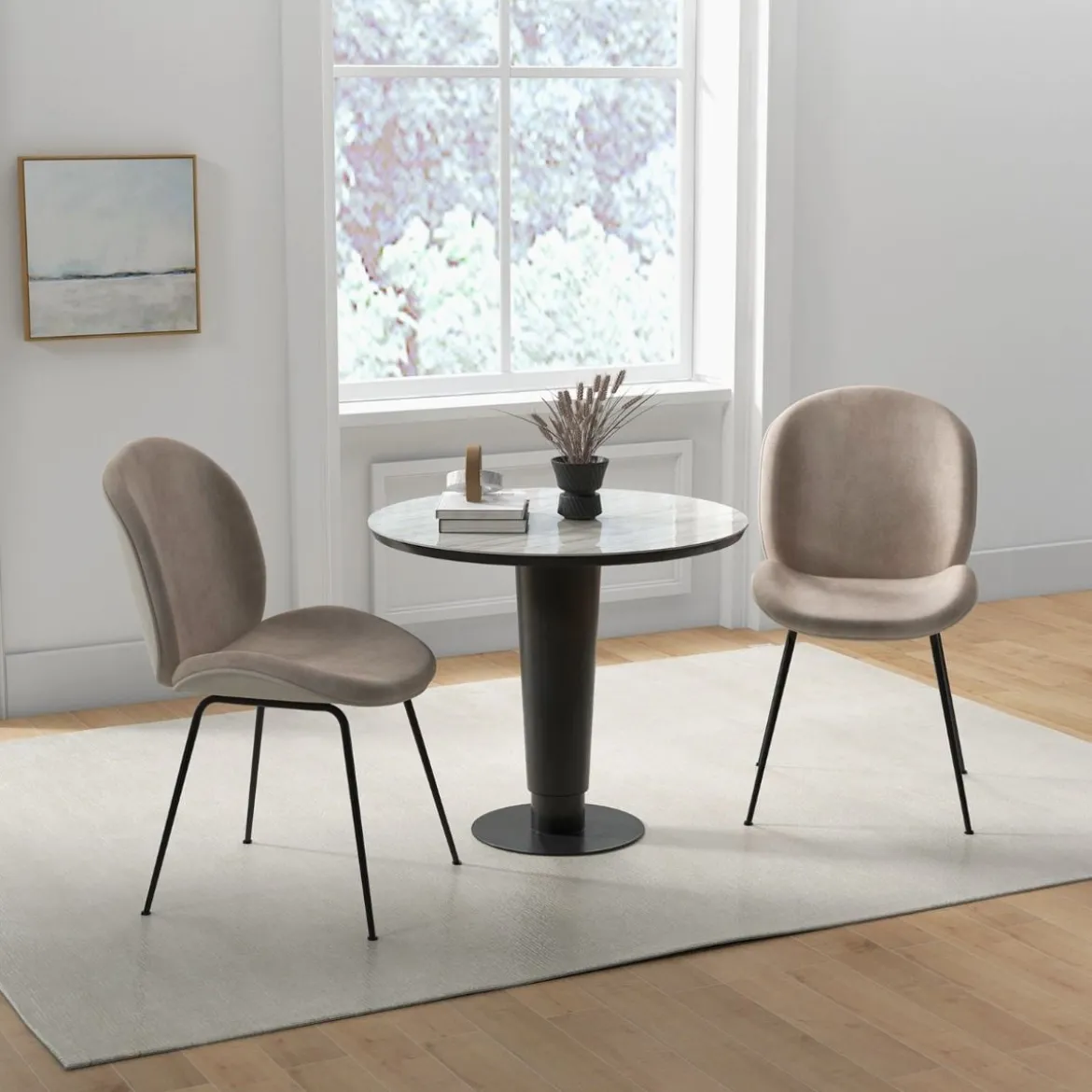 2er Set Esszimmerstühle mit Metallgestell Küchenstuhl Polsterstuhl 49 x 65 x 87 cm Kaffee