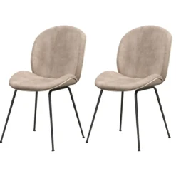 2er Set Esszimmerstühle mit Metallgestell Küchenstuhl Polsterstuhl 49 x 65 x 87 cm Kaffee