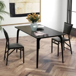 2er Set Esszimmerstühle mit Metallrahmen Klappbare Polsterstühle Küchenstühle
