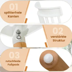 4er Set Esszimmerstühle mit Spindelrückenlehnen & Gebogenen Sitzen Armlose Stühle