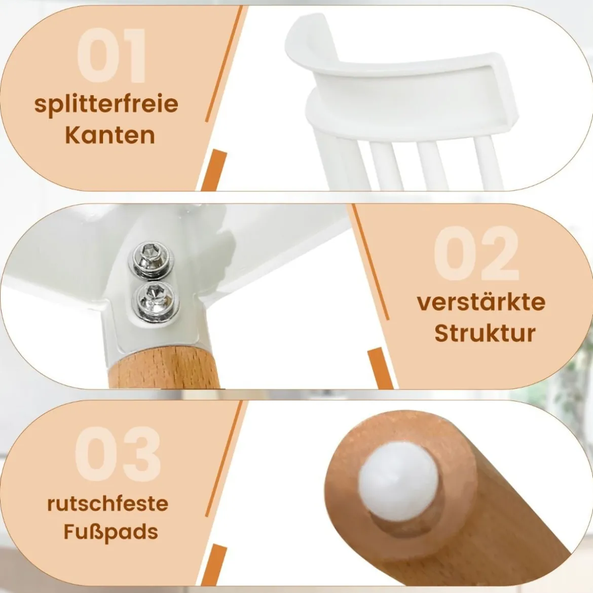 4er Set Esszimmerstühle mit Spindelrückenlehnen & Gebogenen Sitzen Armlose Stühle