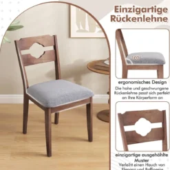 2er Set Esszimmerstühlen mit Gepolstertem Sitz Armlose Küchenstühle im Farmhaus-Stil