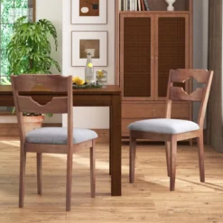 2er Set Esszimmerstühlen mit Gepolstertem Sitz Armlose Küchenstühle im Farmhaus-Stil