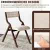 2er Set Esszimmerstuhl mit Gepolsterten Sitzen & Massivholzrahmen Klappstühle Braun