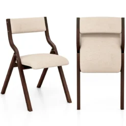 2er Set Esszimmerstuhl mit Gepolsterten Sitzen & Massivholzrahmen Klappstühle Braun