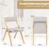 2er Set Esszimmerstuhl mit Gepolsterten Sitzen & Massivholzrahmen Klappstühle Natur