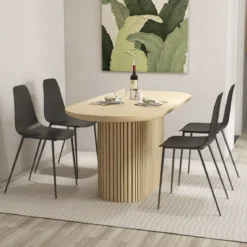 4er Set Esszimmerstuhl ohne Armlehnen mit Metallbeinen Moderne Küchenstühle Schwarz
