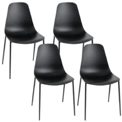 4er Set Esszimmerstuhl ohne Armlehnen mit Metallbeinen Moderne Küchenstühle Schwarz