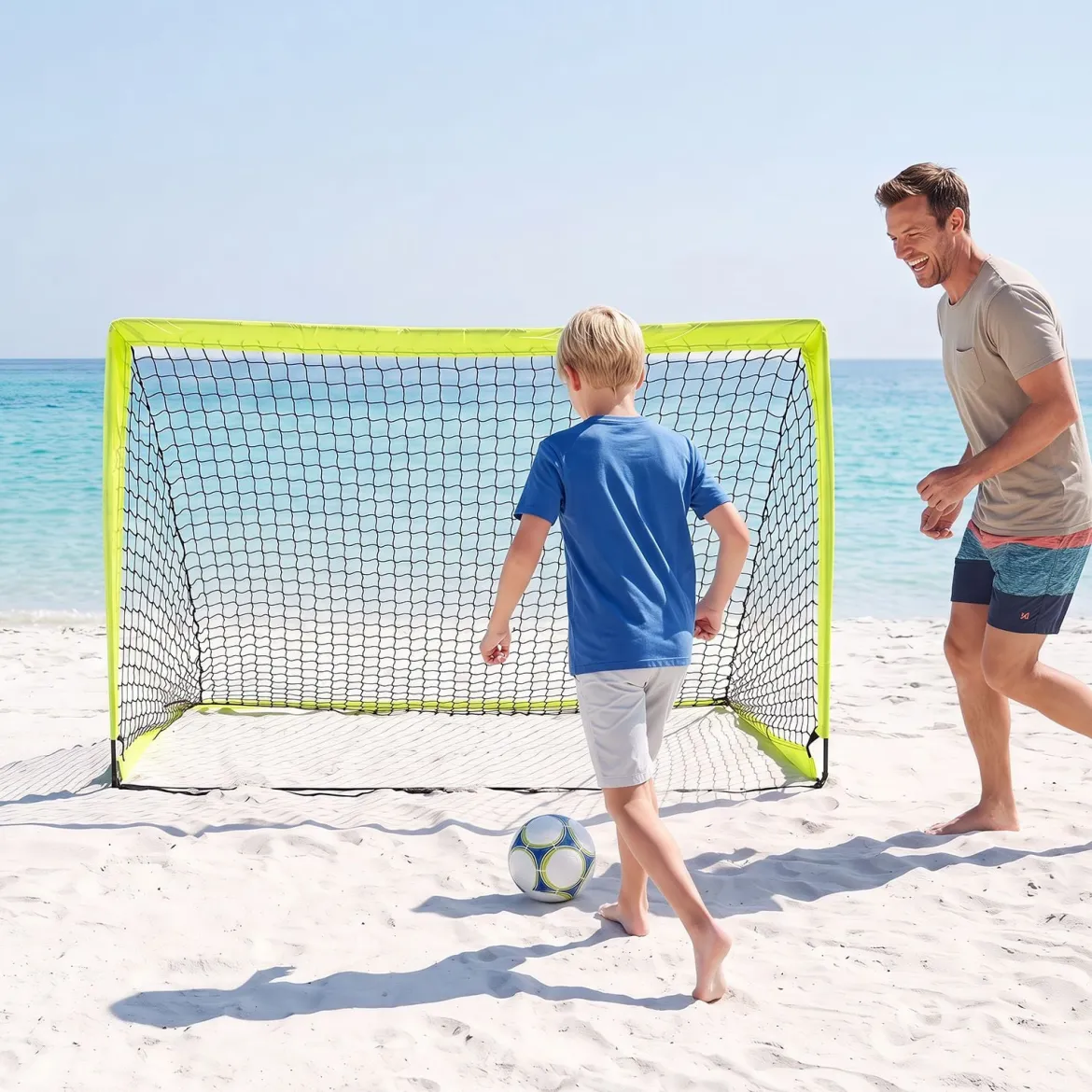2er Set Fußballtor für Kinder mit Verstärkten Glasfaserstangen 180 x 120 x 120 cm Grün