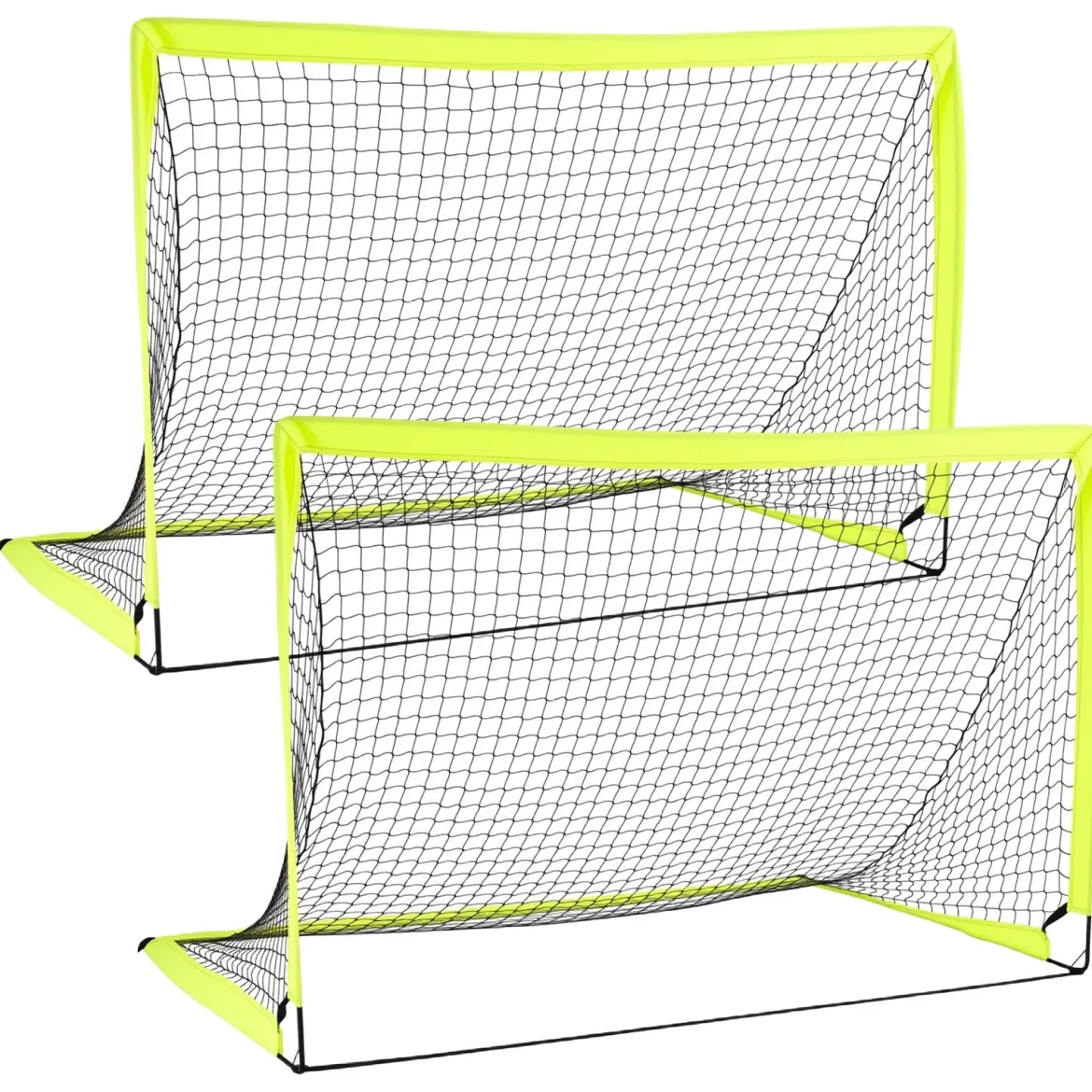 2er Set Fußballtor für Kinder mit Verstärkten Glasfaserstangen 180 x 120 x 120 cm Grün