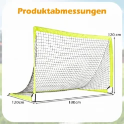 2er Set Fußballtor für Kinder mit Verstärkten Glasfaserstangen 180 x 120 x 120 cm Grün