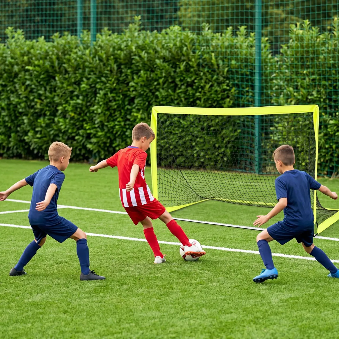 2er Set Fußballtor für Kinder mit Verstärkten Glasfaserstangen 180 x 120 x 120 cm Grün