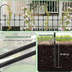 2er Set Garten Spalier für Kletterpflanzen Rostfreier Metall Pflanzenstützrahmen für Hochbeet