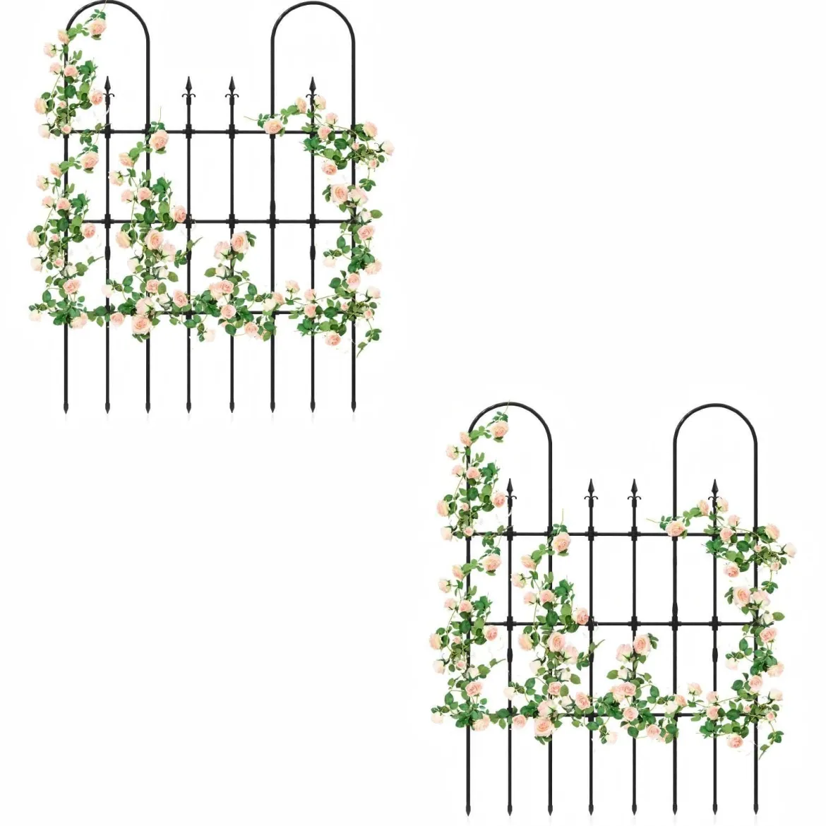 2er Set Garten Spalier für Kletterpflanzen Rostfreier Metall Pflanzenstützrahmen für Hochbeet