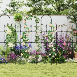 2er Set Garten Spalier für Kletterpflanzen Rostfreier Metall Pflanzenstützrahmen für Hochbeet