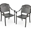 2er Set Gartenstühle aus Alu mit Armlehnen Stapelstühle Gartensessel für Balkon