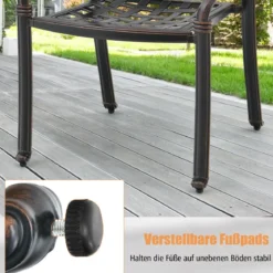 2er Set Gartenstühle aus Alu mit Armlehnen Stapelstühle Gartensessel für Balkon