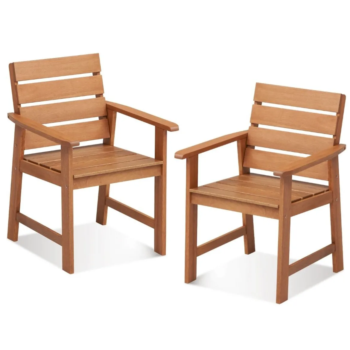 2er Set Gartenstühle aus Hartholz Balkonstühle mit geneigter Rückenlehne 64 x 60,5 x 84 cm Natur