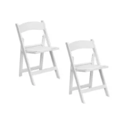 2er Set Gartenstühle aus Kunstharz wetterfeste Klappstühle bis 500 kg belastbar 46 x 44 x 79 cm Weiß