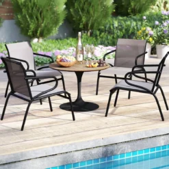 2er Set Gartenstühle Balkonstühle mit Stmungsaktivem Stoff Terrassenstühle bis 150 kg Belastbar