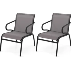 2er Set Gartenstühle Balkonstühle mit Stmungsaktivem Stoff Terrassenstühle bis 150 kg Belastbar