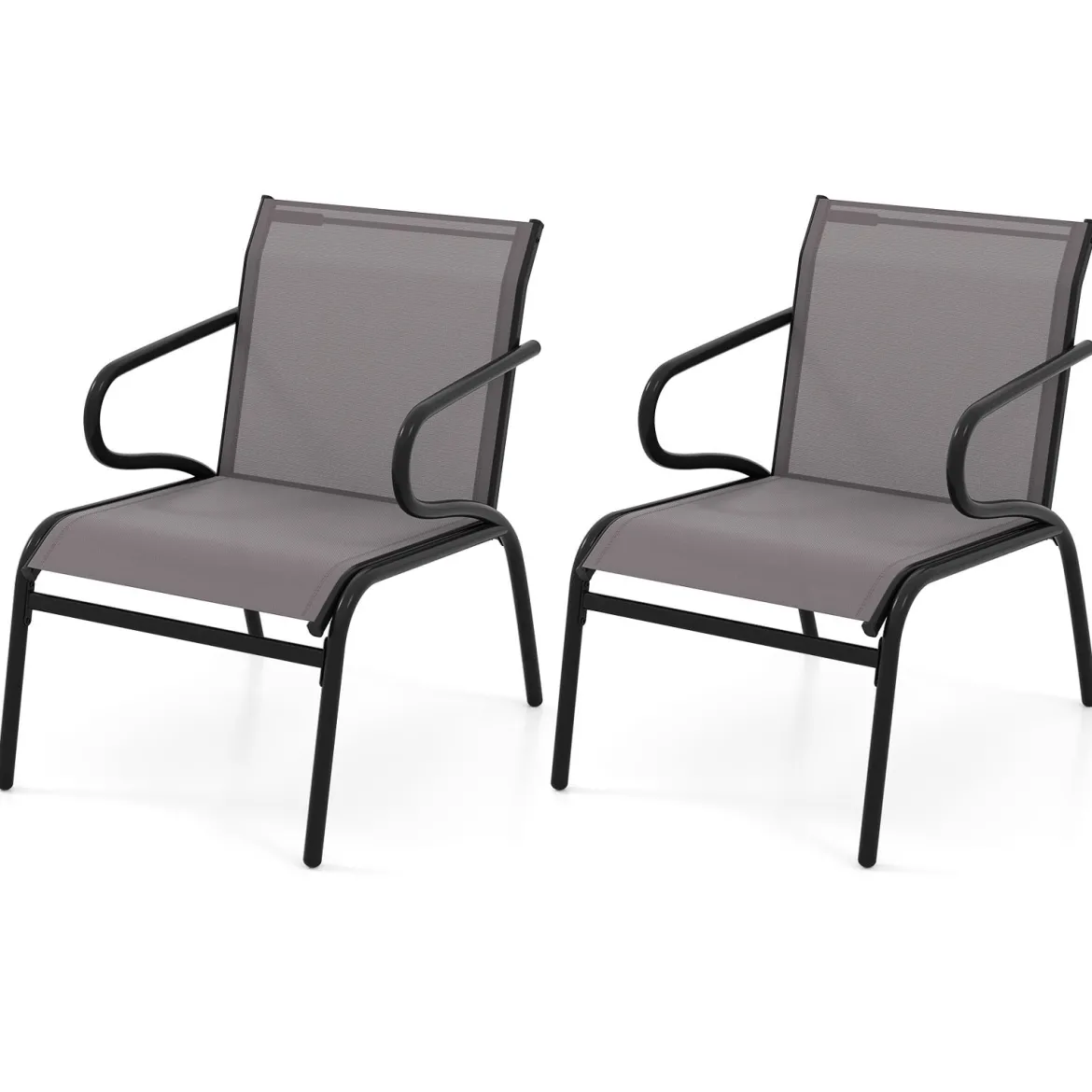 2er Set Gartenstühle Balkonstühle mit Stmungsaktivem Stoff Terrassenstühle bis 150 kg Belastbar