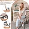 2er Set Gartenstühle hohe Klappstühle mit Fußstütze Sitzhöhe 63 cm Beige + Metall