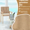 2er Set Gartenstühle Holz Esszimmerstühle mit Seilgeflecht & Rückenlehne & Armlehne Natur