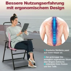 2er Set Gartenstühle klappbar Balkonstühle mit Armlehnen Hochlehner Klappstühle Grau