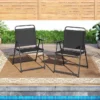 2er Set Gartenstühle klappbar Klappstühle Balkonstühle mit Armlehnen Schwarz