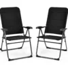 2er Set Gartenstühle Klappstühle mit 7-Fach Verstellbarer Rückenlehne 76 x 60 x 103,5 cm Schwarz