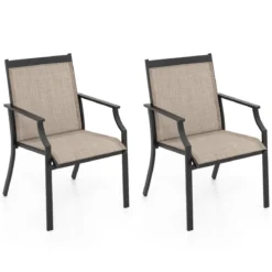 2er Set Gartenstühle mit Atmungsaktiver Sitzfläche & Metallrahmen bis 150 kg Belastbar
