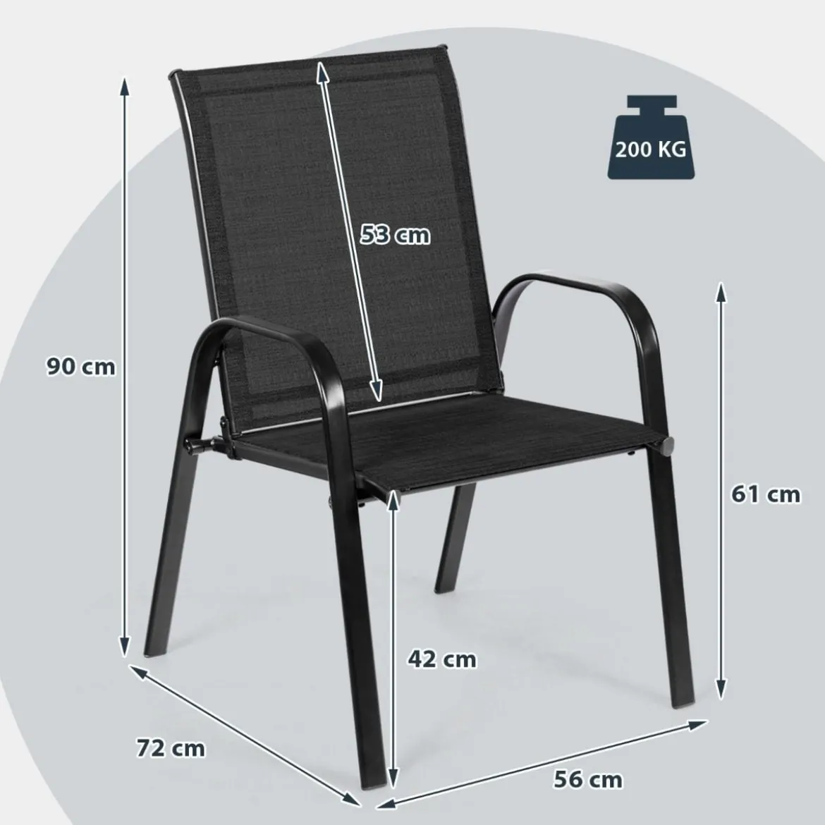 2er Set Gartenstühle mit Gebogenen Armlehnen & Verstärktem Metallrahmen Outdoor Bistrostühle