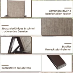 2er Set Gartenstühle mit Gebogenen Armlehnen & Verstärktem Metallrahmen Outdoor Bistrostühle