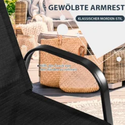 2er Set Gartenstühle mit Gebogenen Armlehnen & Verstärktem Metallrahmen Outdoor Bistrostühle