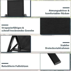 2er Set Gartenstühle mit Gebogenen Armlehnen & Verstärktem Metallrahmen Outdoor Bistrostühle