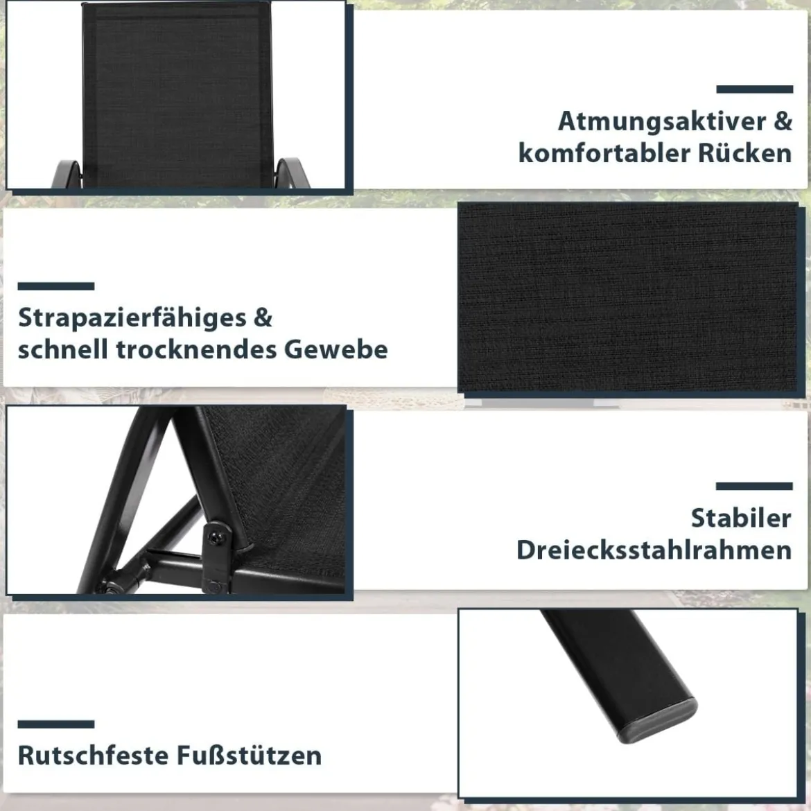 2er Set Gartenstühle mit Gebogenen Armlehnen & Verstärktem Metallrahmen Outdoor Bistrostühle