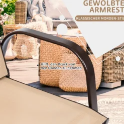 2er Set Gartenstühle mit Gebogenen Armlehnen & Verstärktem Metallrahmen Outdoor Bistrostühle