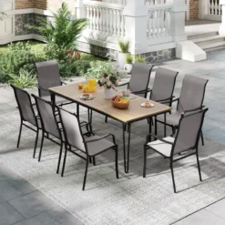 2er Set Gartenstühle mit Hoher Rückenlehne bis 150 kg Belastbar Terrassenstühle Grau