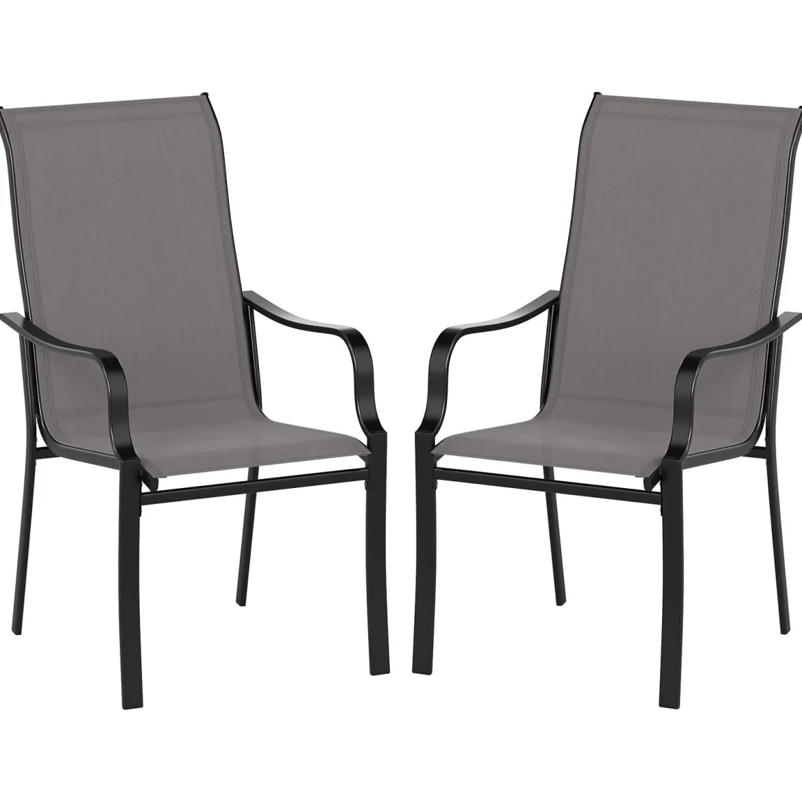 2er Set Gartenstühle mit Hoher Rückenlehne bis 150 kg Belastbar Terrassenstühle Grau