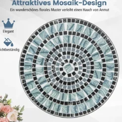 2er Set Gartenstühle mit Metallgestell Mosaik Klappstühle Terrassenstühle 55 x 42 x 94 cm