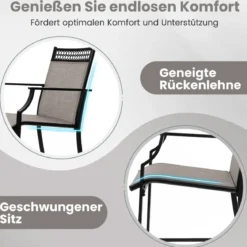 2er Set Gartenstühle mit Schnell Trocknendem Stoff Hohe Terrassenstühle Balkonstühle
