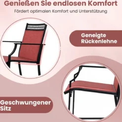 2er Set Gartenstühle mit Schnell Trocknendem Stoff Hohe Terrassenstühle Balkonstühle
