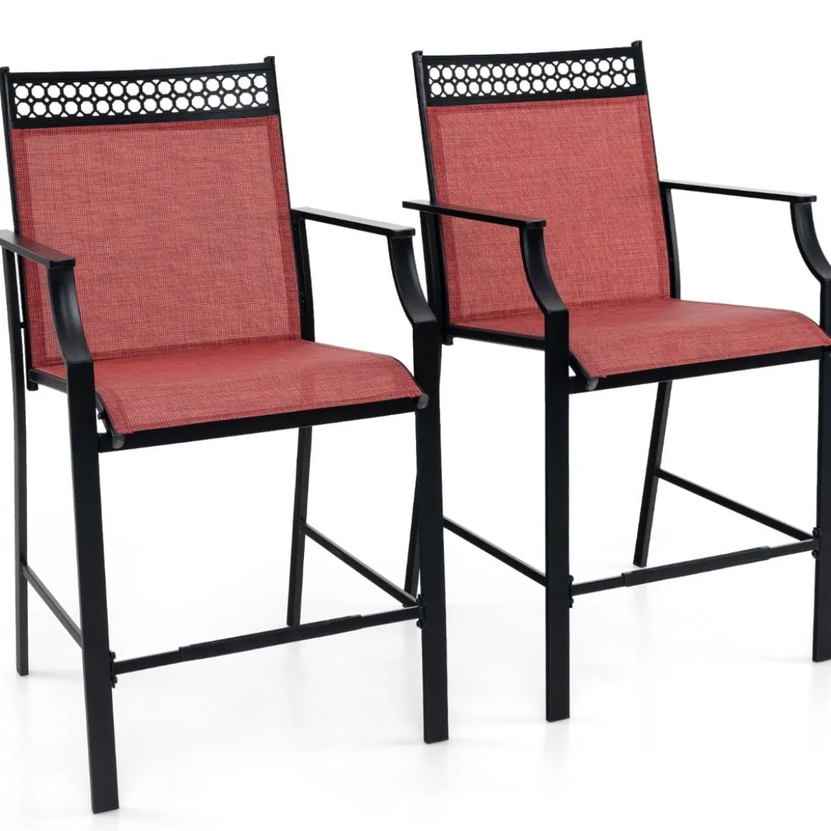 2er Set Gartenstühle mit Schnell Trocknendem Stoff Hohe Terrassenstühle Balkonstühle