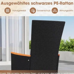 4er Set Gartenstühle mit Sitzkissen & Hochlehner Rattan Gartensessel bis 180 kg Belastbar Beige