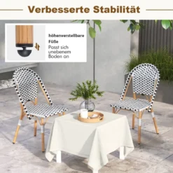 2er Set Gartenstühle Rattan Terrassenstühle ohne Armlehnen Balkonstühle 56,5 x 41 x 88,5 cm