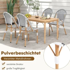 2er Set Gartenstühle Rattan Terrassenstühle ohne Armlehnen Balkonstühle 56,5 x 41 x 88,5 cm