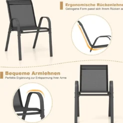 4er Set Gartenstühle stapelbar Stapelstühle aus Textilene und Metallgestell 56 x 70 x 84 cm Braun/Blau/Grau/Schwarz