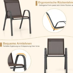 4er Set Gartenstühle stapelbar Stapelstühle aus Textilene und Metallgestell 56 x 70 x 84 cm Braun/Blau/Grau/Schwarz